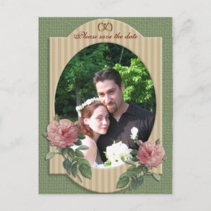 Postal Anuncio de boda de rosa vintage para guardar la fe
