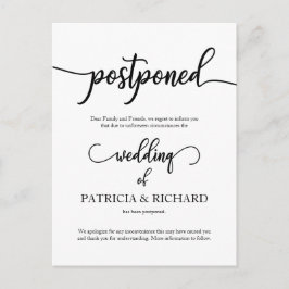 Postal Anuncio de Boda Pospuesta con Caligrafía Elegante