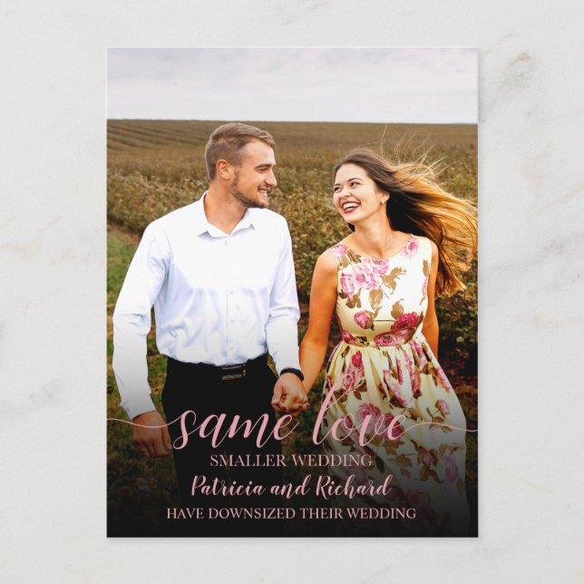 Postal Anuncio de Boda Reducida con el Mismo Amor Foto (Anverso)