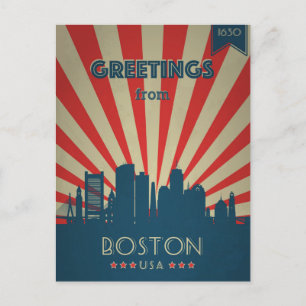 Postal Anuncio de Boston Massachusetts Vintage Travel