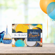 Anuncio de Brunch de Cumpleaños Retro Colorido de 