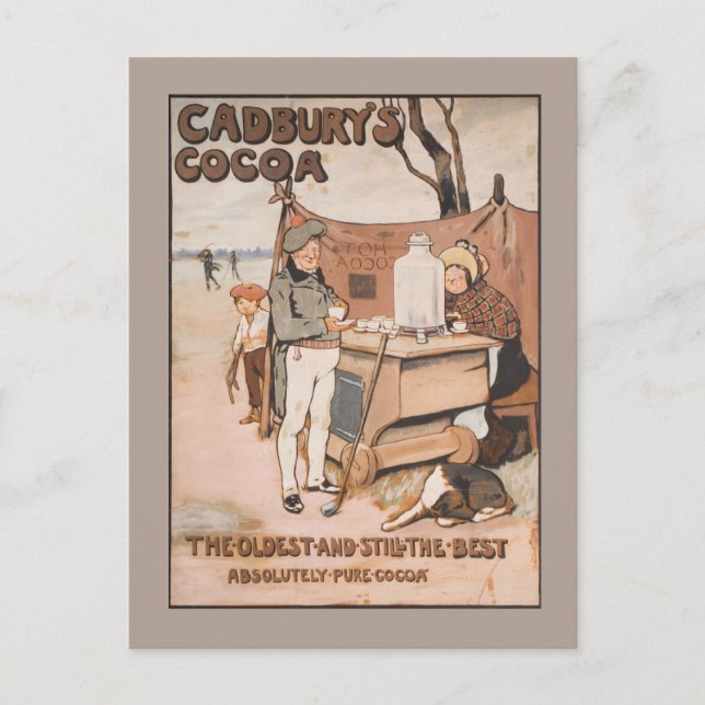 Postal Anuncio de cacao de Cadbury de época (Anverso)