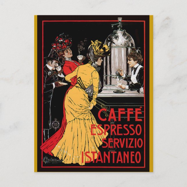 Postal Anuncio de café espresso italiano de época (Anverso)