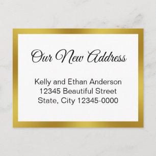 Postal Anuncio de cambio de dirección blanco y dorado