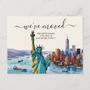 Postal Anuncio de cambio de dirección en Nueva York vinta