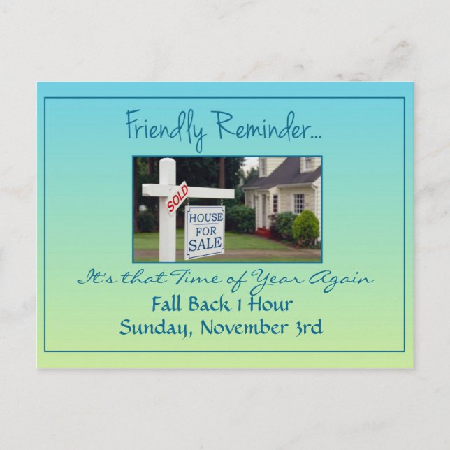 Postal Anuncio de cambio de horario inmobiliario (Anverso)