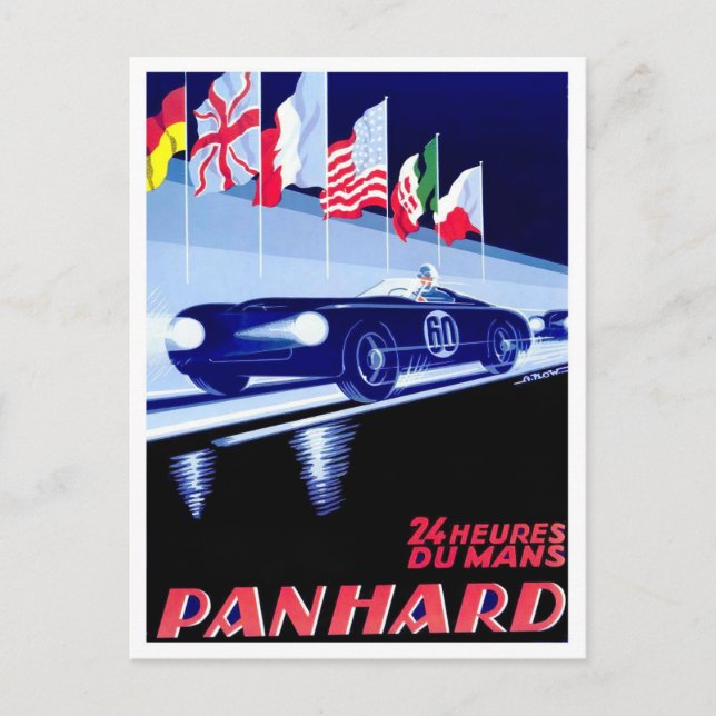 Postal Anuncio de carreras de 1950 Panhard Le Mans (Anverso)