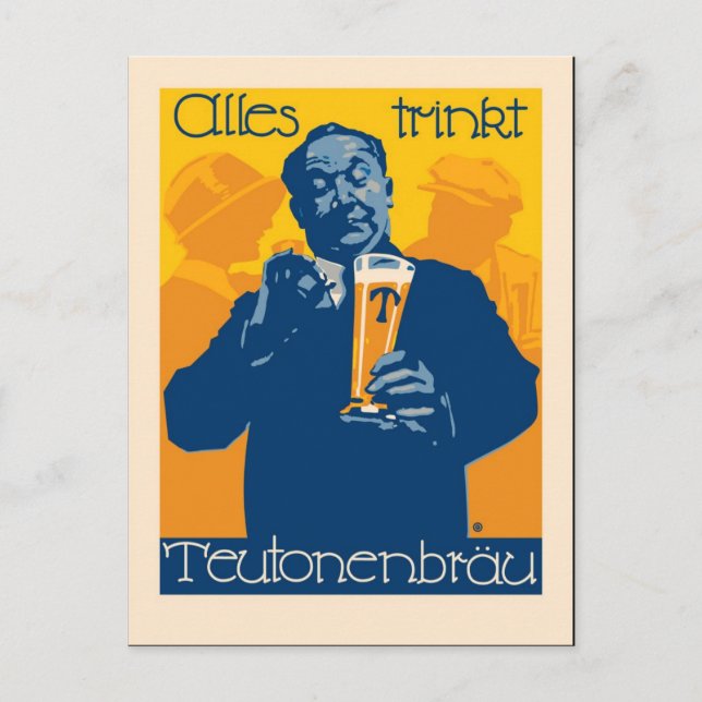 Postal Anuncio de cerveza alemán vintage (Anverso)