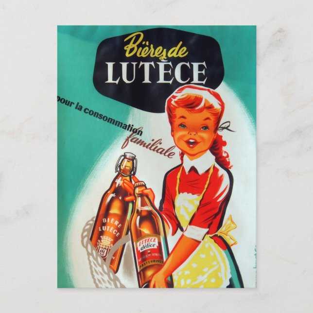 Postal Anuncio de cerveza francés vintage (Anverso)