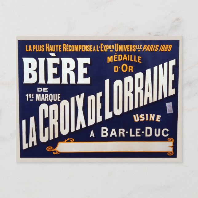 Postal Anuncio de cerveza francés vintage (Anverso)