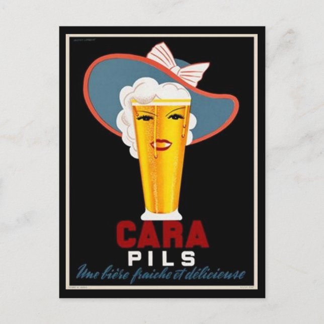 Postal Anuncio de cerveza francés vintage (Anverso)
