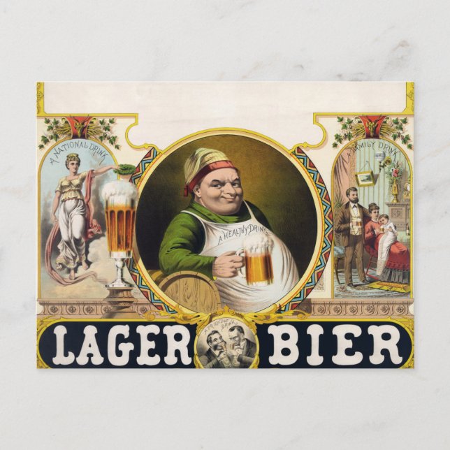 Postal Anuncio de cerveza Vintage Lager (Anverso)