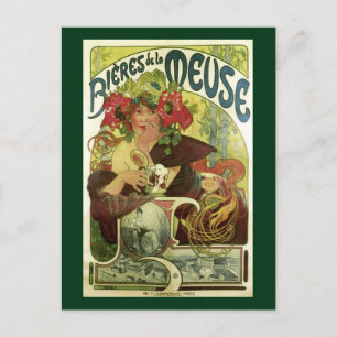 Postal Anuncio de cerveza Vintage Mucha