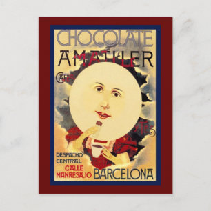 Postal Anuncio de chocolate español vintage