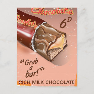 Postal Anuncio de chocolate vintage.