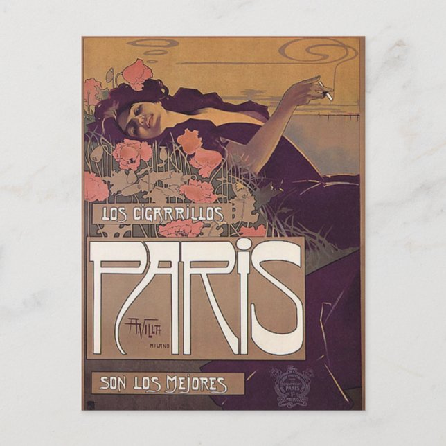 Postal Anuncio de cigarrillos en París (Anverso)