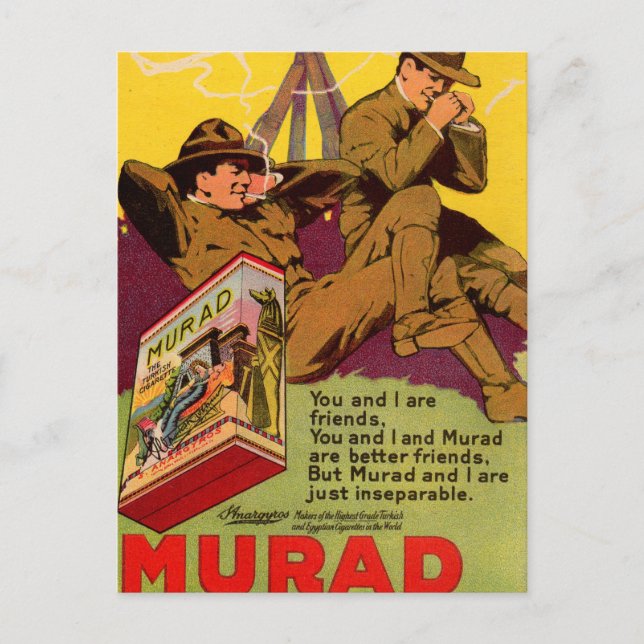 Postal Anuncio de cigarrillos WWI Murad de 1918 (Anverso)