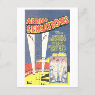 Postal Anuncio de circo vintage: Acto de polo alto