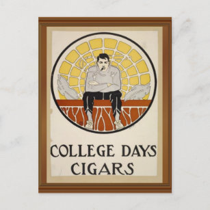 Postal Anuncio de círculo masculino vintage de los cigarr