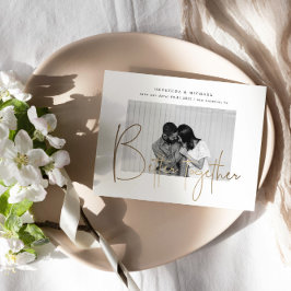 Postal Anuncio de compromiso Save The Date con guión dora