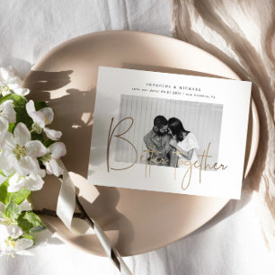 Postal Anuncio de compromiso Save The Date con guión dora