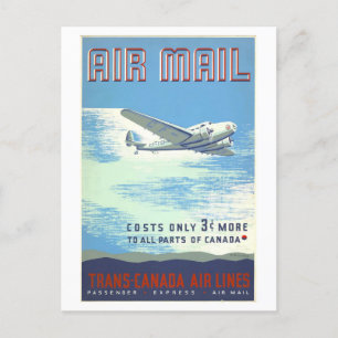 Postal Anuncio de correo aéreo de Canadá