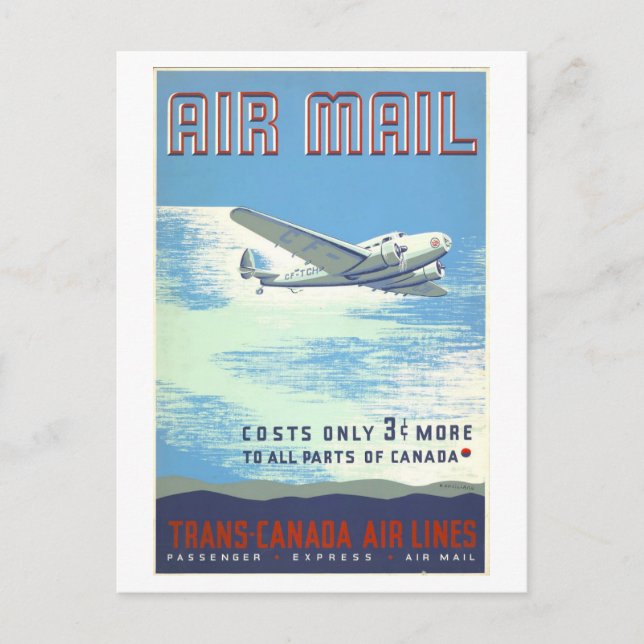 Postal Anuncio de correo aéreo de Canadá (Anverso)