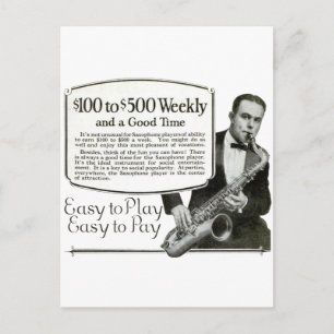 Postal Anuncio de cosecha de saxofón
