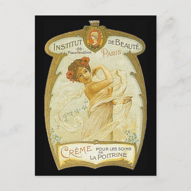 Postal Anuncio de crema francesa vintage (Anverso)