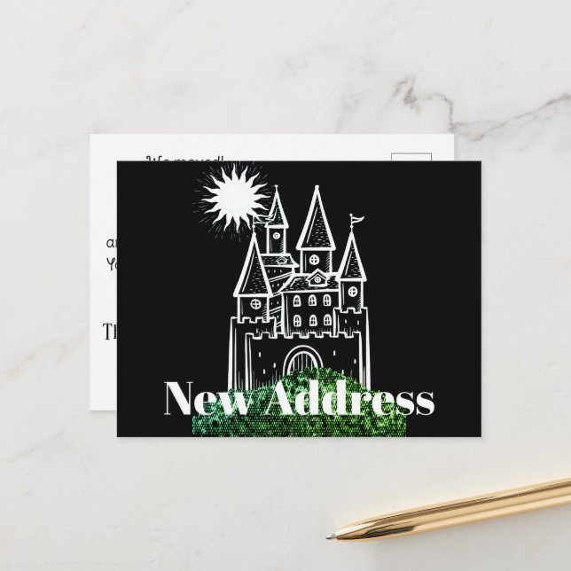 Postal Anuncio de dirección de nueva casa elegante simple (Anverso/Reverso In Situ)