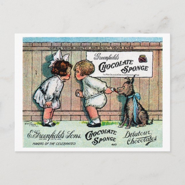 Postal Anuncio de dulce de chocolate de 1905 (Anverso)