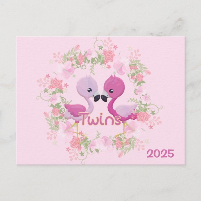 Postal Anuncio de embarazo de gemelos 2025 (Anverso)