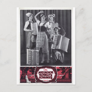 Postal Anuncio de época de Chicas de acordeón