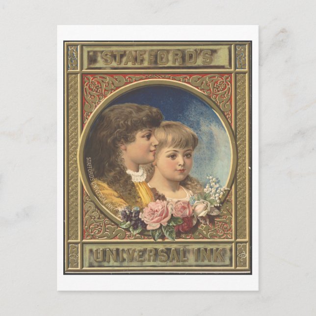 Postal Anuncio de época de la tinta universal de Stafford (Anverso)
