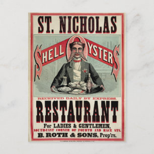 Postal Anuncio de época de oysters de Shell