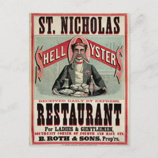 Postal Anuncio de época de oysters de Shell