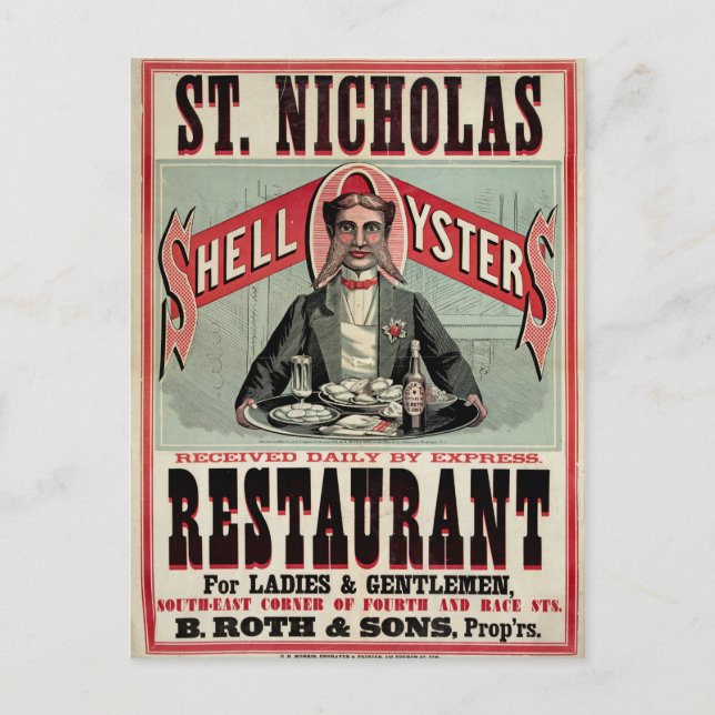 Postal Anuncio de época de oysters de Shell (Anverso)