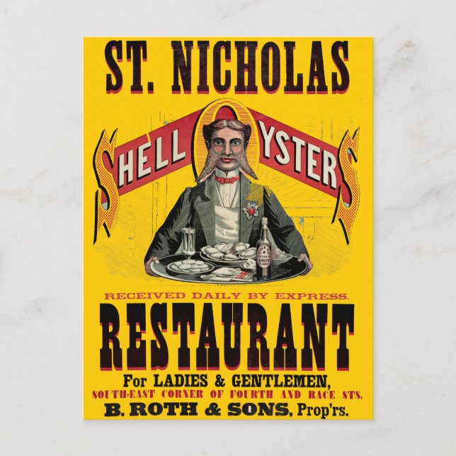 Postal Anuncio de época de oysters de Shell (Anverso)