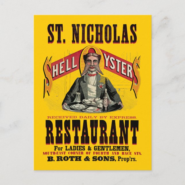 Postal Anuncio de época de oysters de Shell (Anverso)