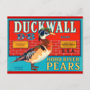 Postal Anuncio de época del río Duck Wall Hood River Pear