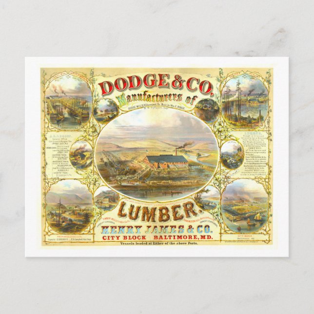 Postal Anuncio de época para Dodge & Co. Lumber (Anverso)
