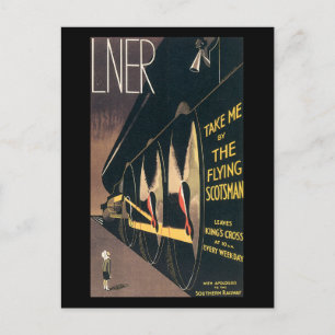 Postal Anuncio de época para el tren de Escocia voladora