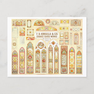 Postal Anuncio de época para ventanas de vidrio manchado