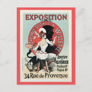 Postal Anuncio de exposición de arte francés vintage