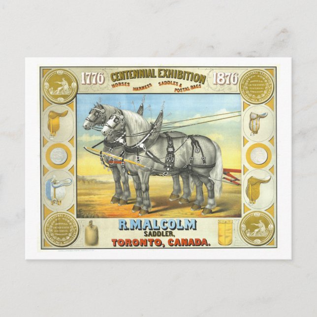 Postal Anuncio de exposición del centenario de Saddler (Anverso)