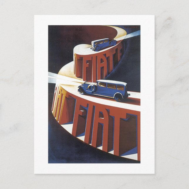 Postal Anuncio de Fiat Vintage (Anverso)