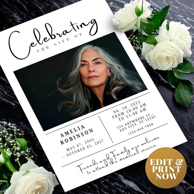 Postal Anuncio de Funeral Servicio Memorial con Foto (Subido por el creador)