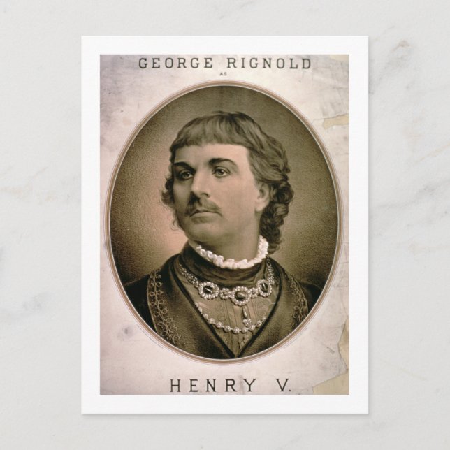 Postal Anuncio de "George Rignold como Henry V" (col. (Anverso)