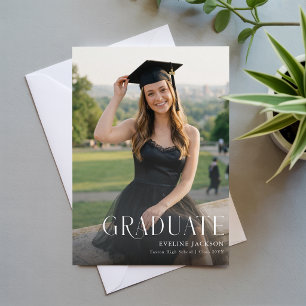 Postal Anuncio de graduación con foto de graduado con laz