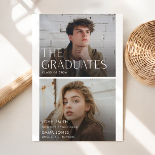 Postal Anuncio de graduación con foto doble articulada ge